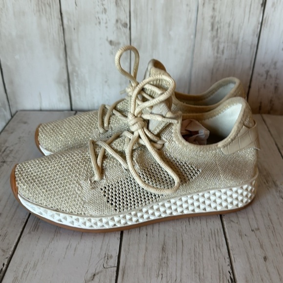 Urban Sport Beige Knit Casual Sneakers Breathable Mesh Lace-Up Comfort Size 6 - Picture 4 of 9